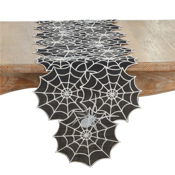 Saro Lifestyle 5360.BK1670B 16 x 70 in. Oblong Spiderweb Table Runner, Black