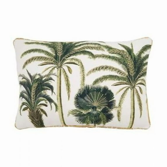 Saro Lifestyle 7335.G1218BD 18 x 12 in. Palm Tree Rectangle Down Filled Throw Pillow, Green