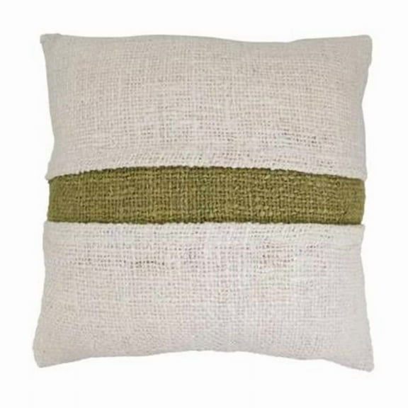 Saro Lifestyle 3512.OL20SP 20 in. Banded Poly Filled Square Throw Pillow, Olive