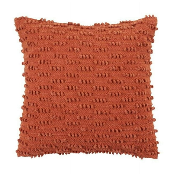 Saro Lifestyle 20 in. Nubby Design Throw Pillow with Down Filling, Rust