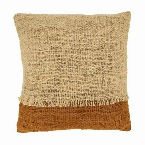 Saro Lifestyle 3511.RU20SP 20 in. Two-Tone Fringe Poly Filled Square Throw Pillow, Rust