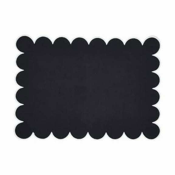 Saro Lifestyle 8123.BK1420B 20 x 14 in. Eco Scallop Border Rectangle Placemat, Black - Set of 4