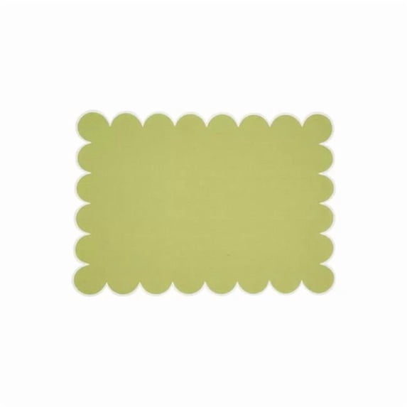 Saro Lifestyle 8123.K1420B 20 x 14 in. Eco Scallop Border Rectangle Placemat, Kiwi - Set of 4