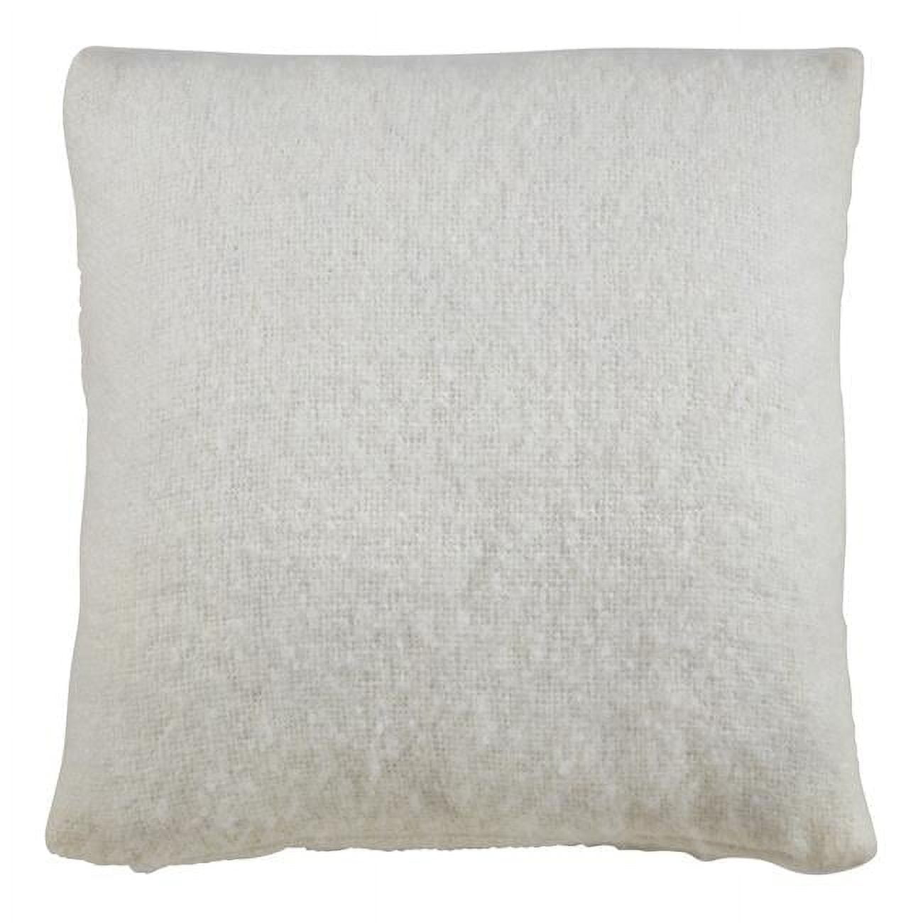 Ivory Faux Mohair 16'' Square Throw Pillow Cover
