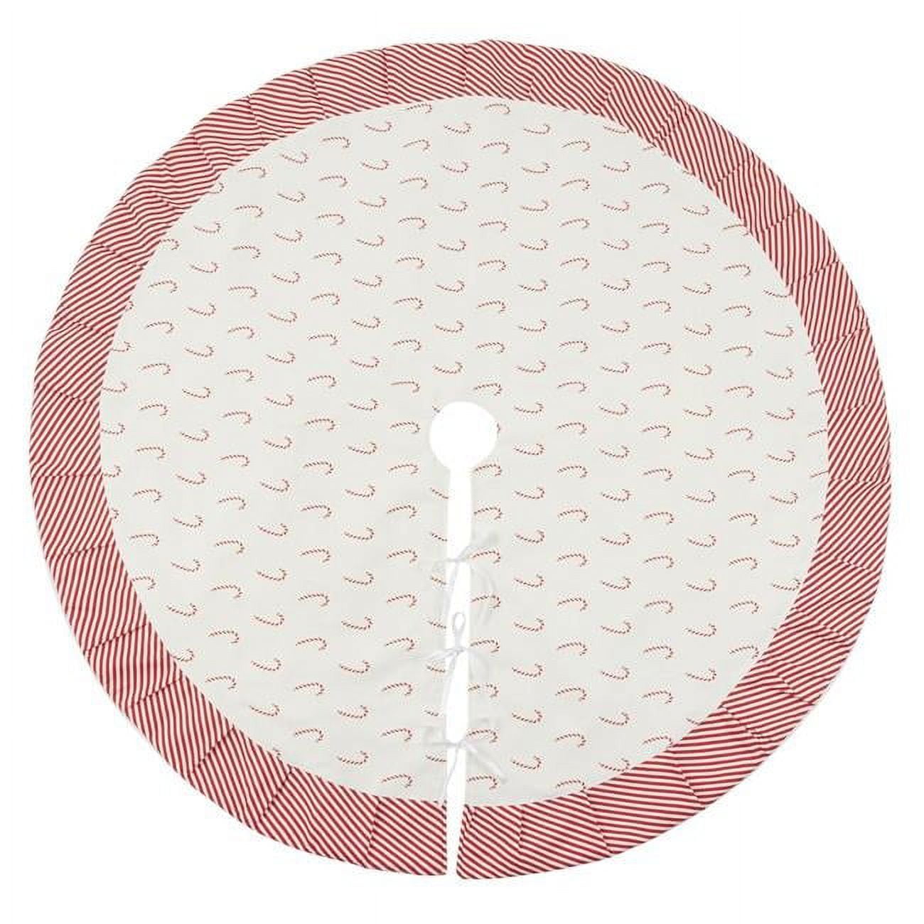 Red and White Candy Cane 56" Polyester Christmas Tree Skirt