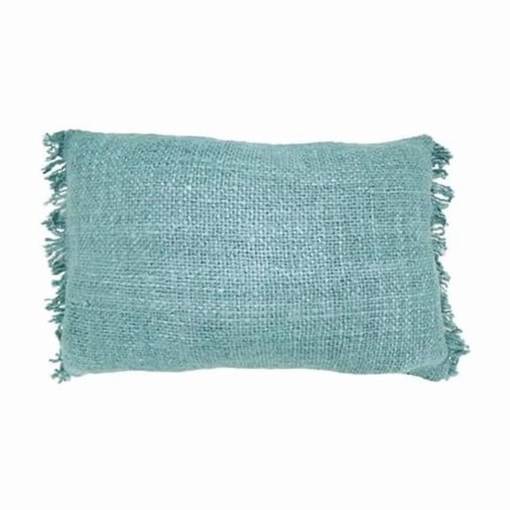 Saro Lifestyle 3510.A1624BP 24 x 16 in. Fringe Rectangle Poly Filled Throw Pillow, Aqua