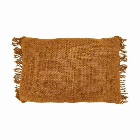 Saro Lifestyle 3510.RU1624BP 24 x 16 in. Fringe Rectangle Poly Filled Throw Pillow, Rust