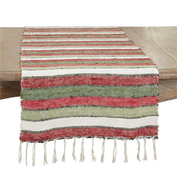 Saro Lifestyle 2827.RG1672B 16 x 72 in. Wide Striped Table Runner, Red & Green