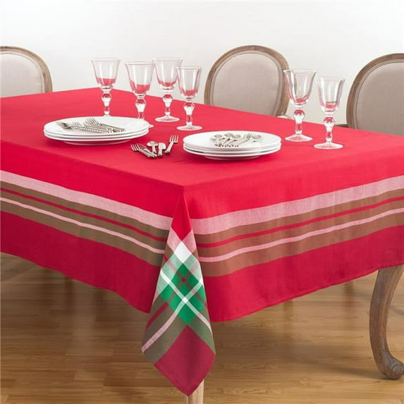Saro Lifestyle 3365.R70104B 70 x 104 in. Tartan Design Tablecloth, Red - Oblong