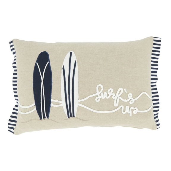 Saro Lifestyle 3504.N1218BC 12 x 18 in. Surfs Up Voyage Throw Pillow Cover, Natural