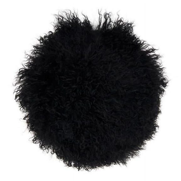 Saro Lifestyle 3564.BK13R 13 in. 100 Percent Wool Mongolian Lamb Fur Throw Pillow with Poly Filling, Black