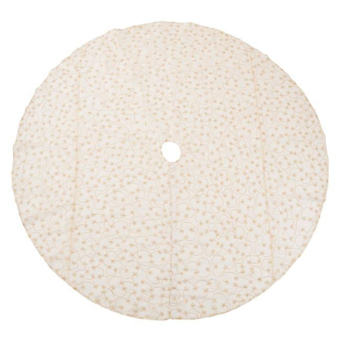 Elegant Gold Embroidered White Christmas Tree Skirt, 70" Round