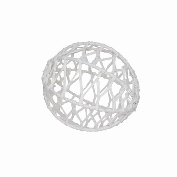 Saro Lifestyle BL505.W 4 in. Tangled Charm Raffia Orb, White - Set of 4