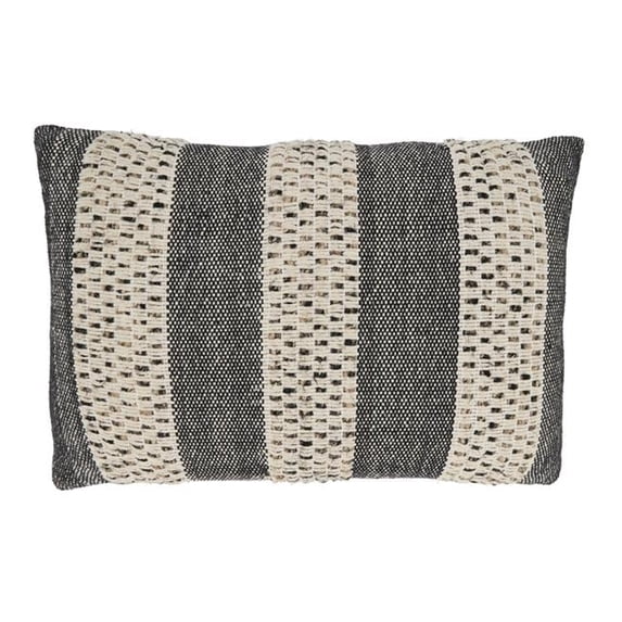 Saro Lifestyle 4110.BN1624BC 16 x 24 in. Rustic Charm Striped Throw Pillow Cover, Black & Natural