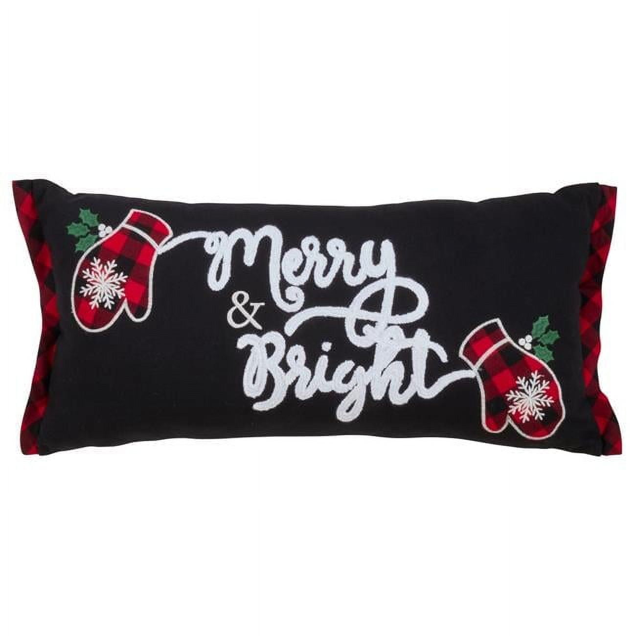 Merry & Bright Black Cotton Polyester Euro Pillow Cover