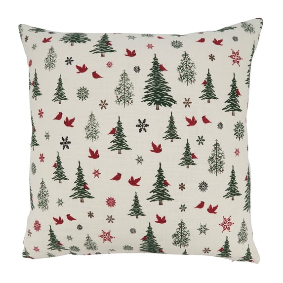 Saro Lifestyle 535P.I20SD 20 in. Evergreen Elegance Christmas Trees Square Down Filled Throw Pillow, Ivory