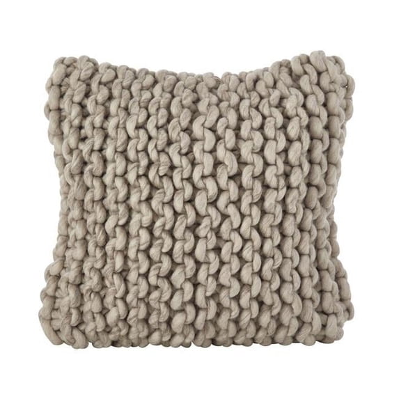 Saro Lifestyle 551.FG18SP Chunky Cable Knit Design Wool Poly Filled Throw Pillow, Gray