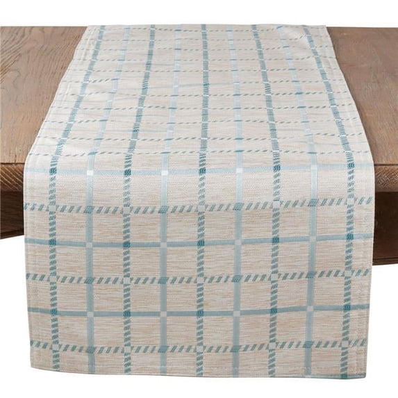 Saro Lifestyle 6070.A1672B 16 x 72 in. Rectangular Long Table Runner with Checkered Print - Aqua