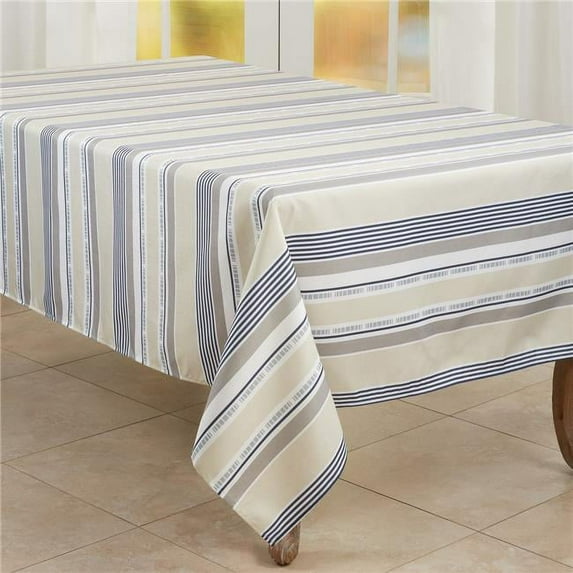 Saro Lifestyle 6496.KH65104B 65 x 104 in. Striped Oblong Tablecloth, Khaki
