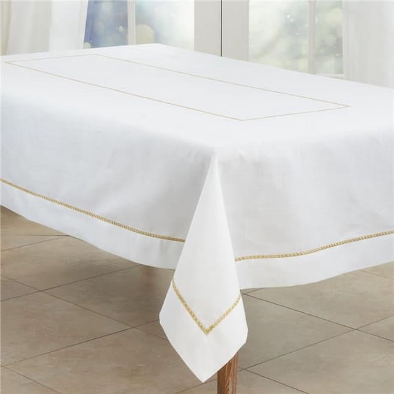 Saro Lifestyle 65 x 160 in. Embroidered Border Tablecloth, Gold