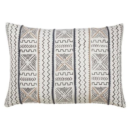 Saro Lifestyle 663P.W1420BP 14 x 20 in. Poly Filled Throw Pillow with Light Mud Cloth Design, White