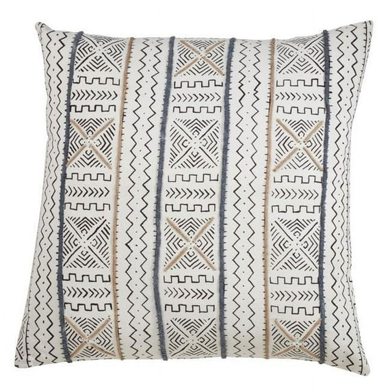 Saro Lifestyle 663P.W20S 20 in. Down Filled Throw Pillow with Light Mud Cloth Design, White