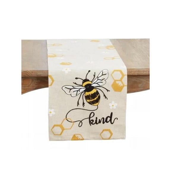 Saro Lifestyle 477.N1670B 70 x 16 in. Linen Blend Bee Kind Honeycomb Rectangle Table Runner, Natural