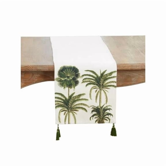 Saro Lifestyle 7335.G1372B 72 x 13 in. Palm Tree Rectangle Table Runner, Green