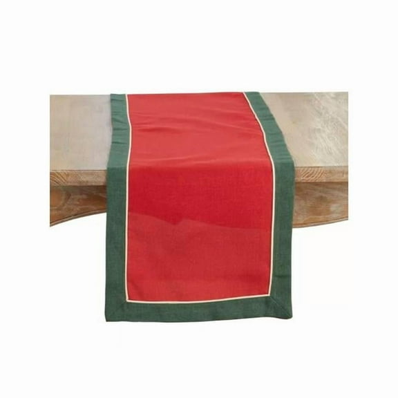 Saro Lifestyle 2423.RG1672B 72 x 16 in. Banded Border Rectangle Table Runner, Red & Green