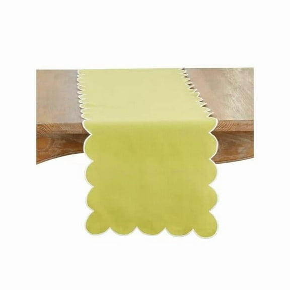Saro Lifestyle 8123.K1672B 72 x 16 in. Scalloped Rectangle Table Runner, Kiwi