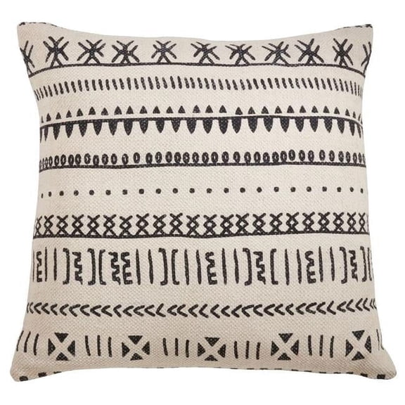 Saro Lifestyle 7272.N22SP 22 in. Light Mud Cloth Pattern Throw Poly Filled Pillow, Natural