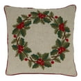 thumbnail image 1 of Saro Lifestyle 7678.M18SP 18 in. Holly Wreath Poly-Fillied Throw Pillow, Multi Color, 1 of 1