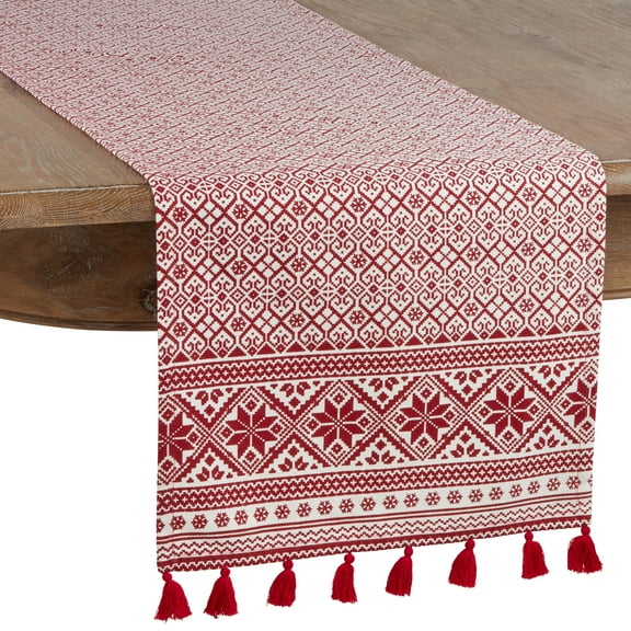 Saro Lifestyle 803.R1672B 16 x 72 in. Christmas Pattern Table Runner