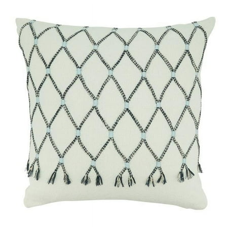 Saro Lifestyle 8093.BL18SD 18 in. Cord Applique Design Throw Pillow with Down Filling