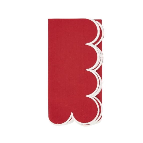 Saro Lifestyle 8123.R20S 20 in. Scalloped Hem Napkin, Red - Set of 4