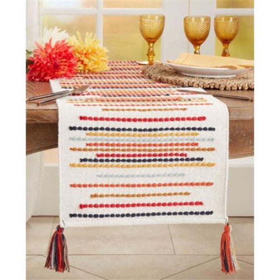 Saro Lifestyle 826.M1672B 16 x 72 in. Chunky Striped Table Runner, Multi Color