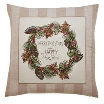 Saro Lifestyle 8810.N17SD 17 in. Merry Christmas & Happy New Year Down Filled Pillow, Natural