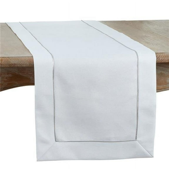 Saro Lifestyle 9110.W1690B Shimmering Table Runner with Piping Detail