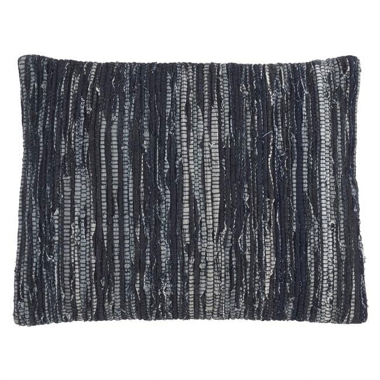 Saro Lifestyle 917.NB1623BP 16 x 23 in. Denim Chindi Poly Filled Throw Pillow, Navy Blue