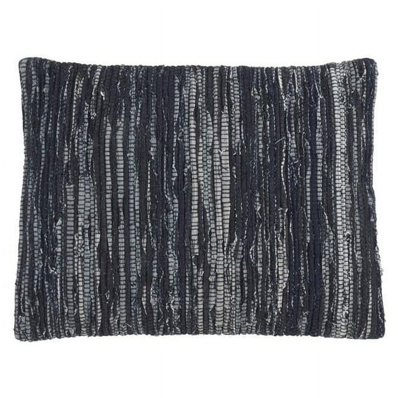 Saro Lifestyle 917.NB1623BP 16 x 23 in. Denim Chindi Poly Filled Throw Pillow, Navy Blue