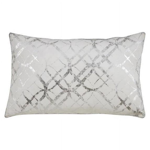 Saro Lifestyle 9283.S1423BP 14 x 23 in. Metallic Foil Print Throw Poly Filled Pillow, Silver
