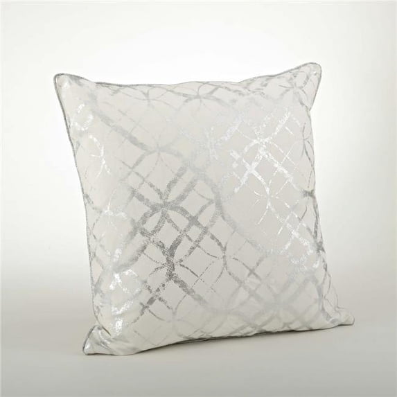 Saro Lifestyle Metallic Foil Print Throw Pillow Silver 20" x 20" Feather Down