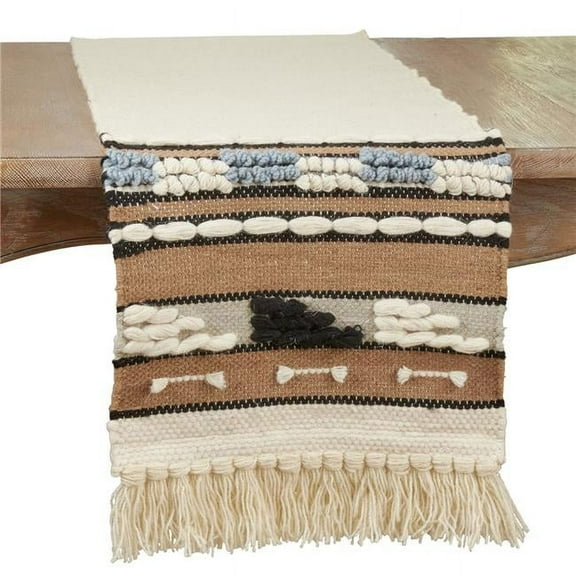 Saro Lifestyle 9460.N1672B 16 x 72 in. Textured Boho Table Runner, Natural