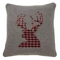 thumbnail image 1 of Saro Lifestyle 9647.GY18S 18 in. Christmas Poly Filled Throw Pillow with Plaid Reindeer Design, Gray, 1 of 1