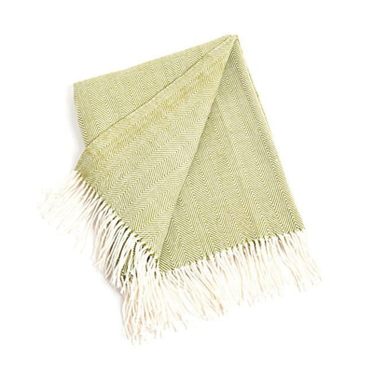 27"x24.5" Herringbone Acrylic Throw with Tassel Fringe - Grass