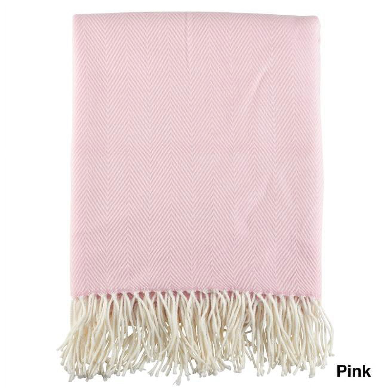 Pink Herringbone Tassel Fringe Full Throw Blanket