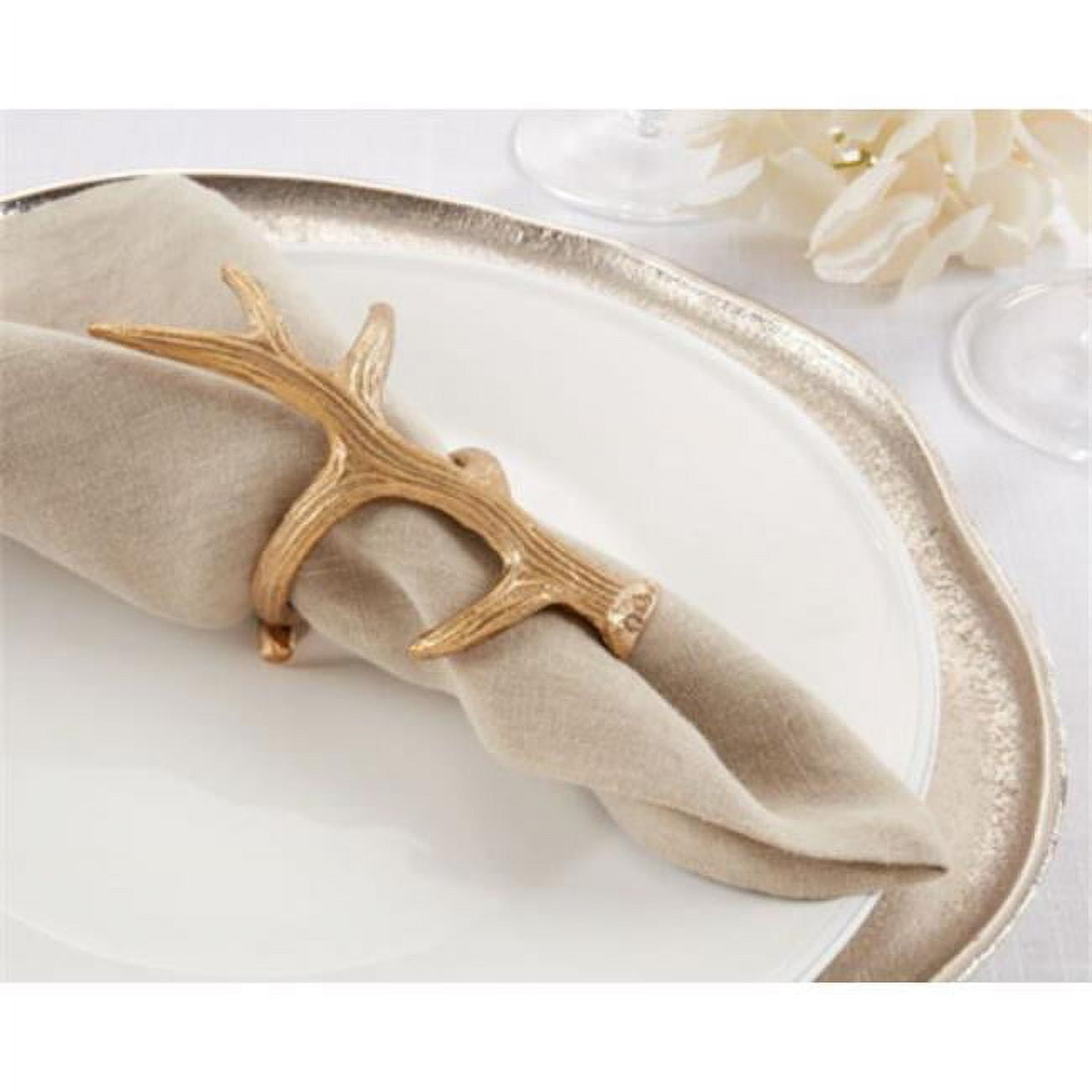 Gold Antler Shaped Napkin Rings Set of 4