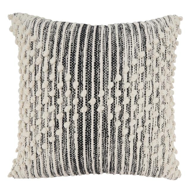 Artisan Woven Black and White Cotton Throw Pillow Cover