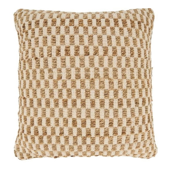 Saro Lifestyle Artisanal Jute and Cotton Woven Down Filled Throw Pillow