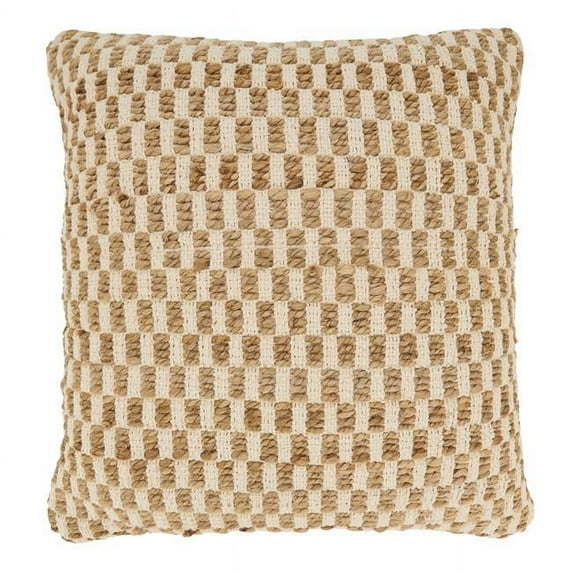 Saro Lifestyle Artisanal Jute and Cotton Woven Throw Pillow Cover
